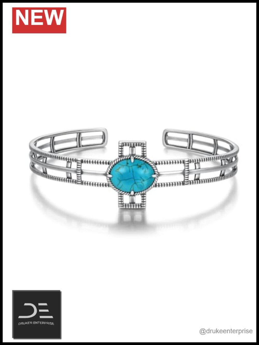 Genuine Turquoise Cuff Bracelet 925 Sterling Silver Vintage